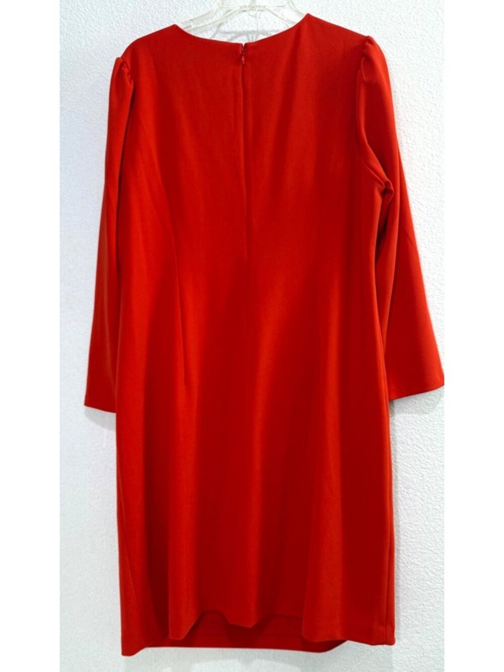 Vince Camuto Red Shift Dress Long Sleeve Round Neck Back Zip 1X - Picture 4 of 6